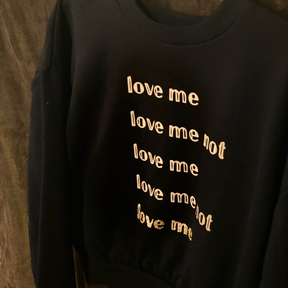 Black sweater with gold Custom designed from pretty girl rack -hand pressed